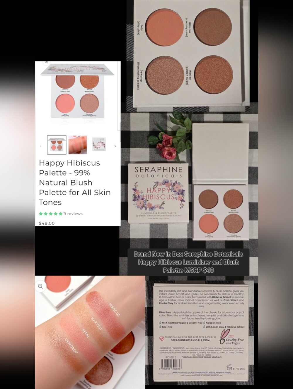 Seraphine Botanicals Happy Hibiscus Blush & Luminizer Palette — Peachy Pink